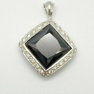 925 Sterling Silver Black Onyx With Cz Pendant